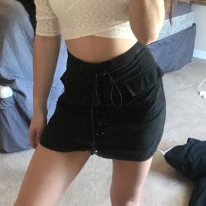 Lace-up mini skirt